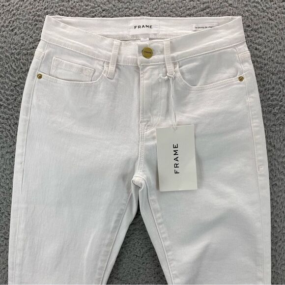 Frame Denim Le Skinny de Jeanne Women's White Mid-Rise Ankle Jeans | Size: 25 - Picture 2 of 16